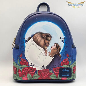 Loungefly Disney Beauty And The Beast Moonlight Gaze Floral Mini Backpack New